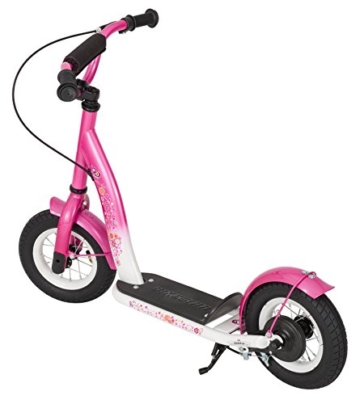 BIKESTAR® Premium Kinderroller 10er Classic Modell Flamingo Pink & Diamant Weiß 6